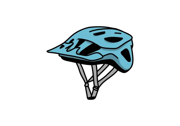 Blaue Farbe Des Fahrradhelms Illustration Design — Stockvektor