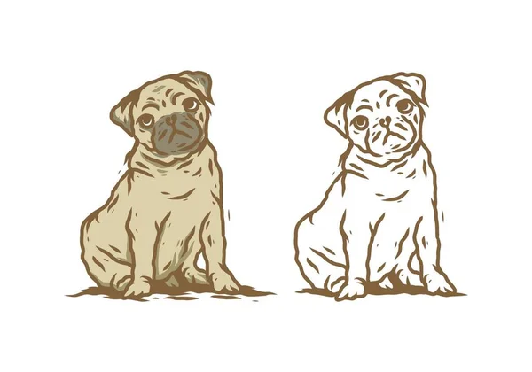 Line Art Illustration Drawing Dog Design — Stock Vector