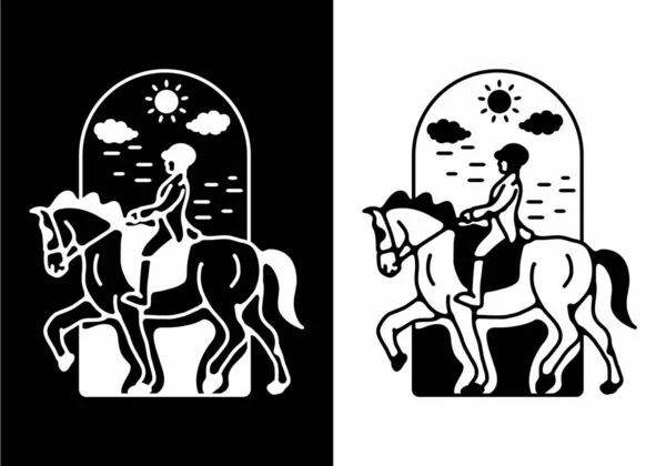 Γραμμή Τέχνη Απεικόνιση Της Ιππασίας Άλογο Σχεδιασμό — Διανυσματικό Αρχείο
