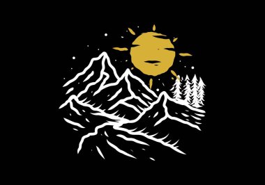 Dağ tasarımının çizgi çizimi