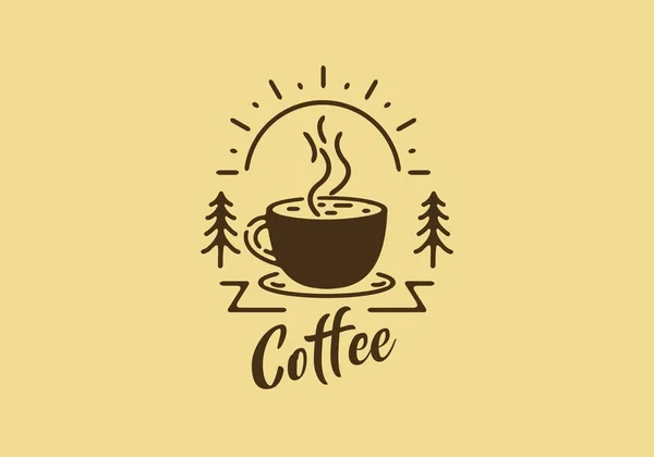 Kaffe Kopp Linje Konst Illustration Ritning Design — Stock vektor