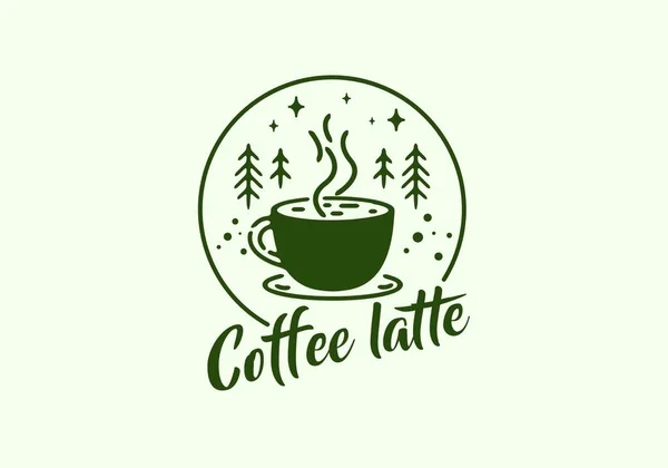 Zielony Kawa Latte Linia Sztuka Ilustracja Rysunek Projekt — Wektor stockowy