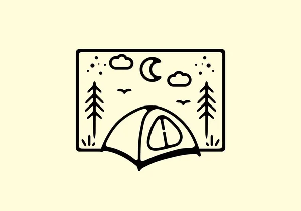 Petite Tente Dans Nature Ligne Art Design — Image vectorielle