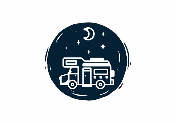 Ilustración Arte Línea Diseño Autocaravana — Vector de stock