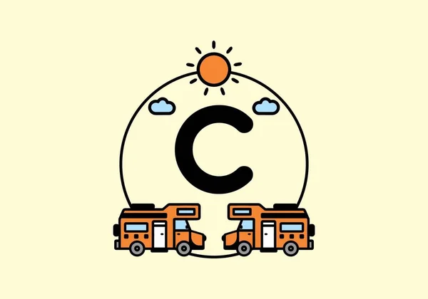 C字首字母设计的橙色野营车 — 图库矢量图片