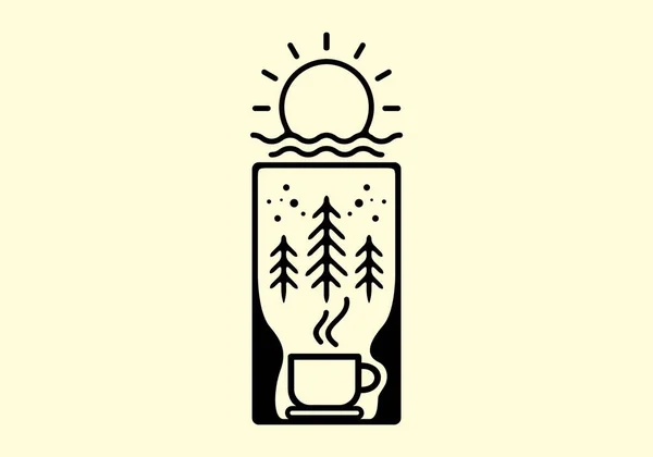 Kahve Fincanı Tasarımının Çizgi Çizimi — Stok Vektör