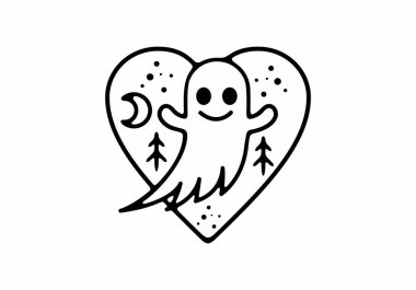 Cadılar Bayramı hayalet tasarımının çizgi çizimi