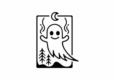 Cadılar Bayramı hayalet tasarımının çizgi çizimi