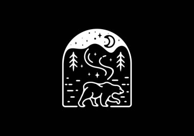 Vahşi ayı tasarımının çizgi çizimi