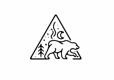 Vahşi ayı tasarımının çizgi çizimi