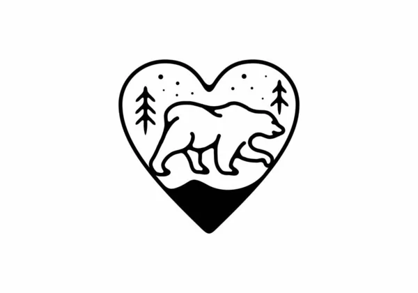 Line Art Ilustracja Projektu Dzikiego Niedźwiedzia — Wektor stockowy