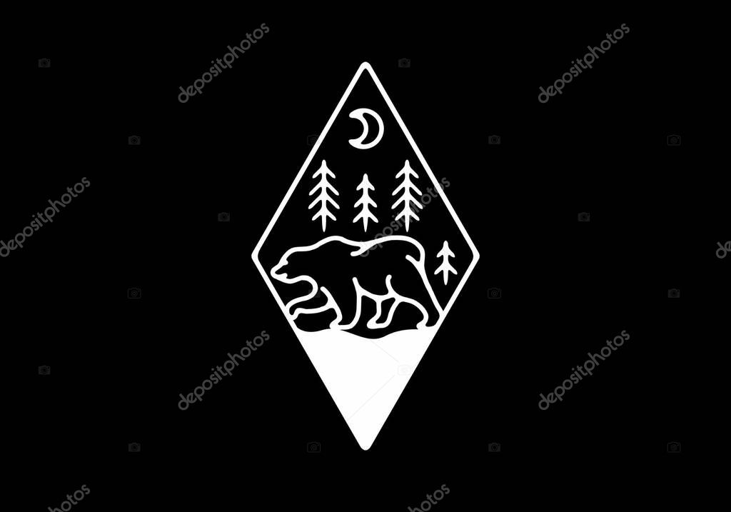 Line art illustration of wild bear design