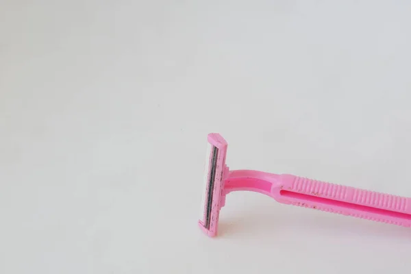 Used Pink Beard Razor White Isolated Background Photo — Stock Photo, Image