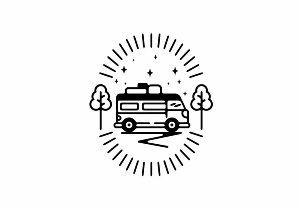 Line Art Illustratie Van Campervan Ontwerp — Stockvector