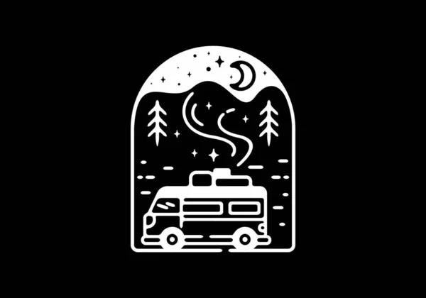 Campervanデザインのラインアートイラスト — ストックベクタ