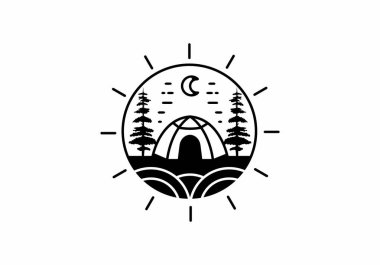 Kamp tasarımının çizgi çizimi grafiği