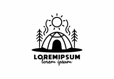 Kamp tasarımının çizgi çizimi grafiği