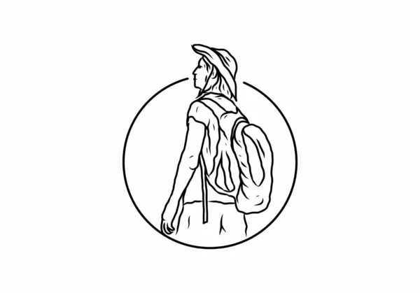 Bunte Backpacker Mann Illustration Zeichnung Design — Stockvektor