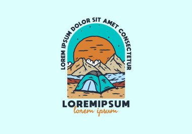 Dağ kampı çizim çizimi tasarımı