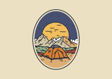 Dağ kampı çizim çizimi tasarımı