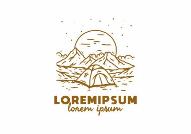 Dağ kampı çizim çizimi tasarımı