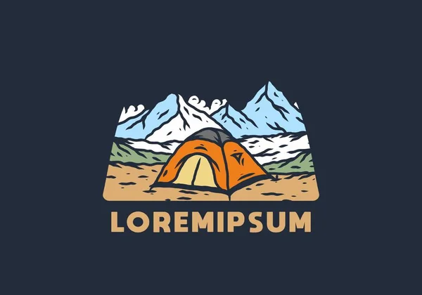Mountain Camping Γραμμή Τέχνης Εικονογράφηση Σχέδιο — Διανυσματικό Αρχείο