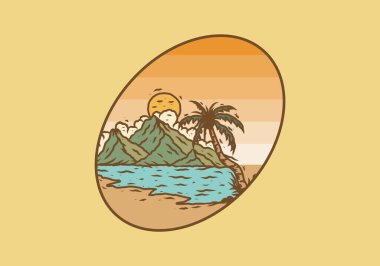 Plaj tasarımının çizim çizimi