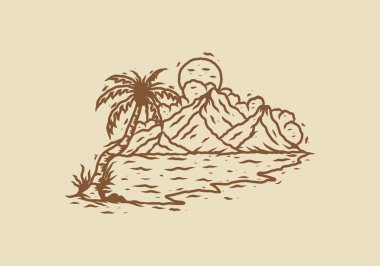 Plaj tasarımının çizim çizimi