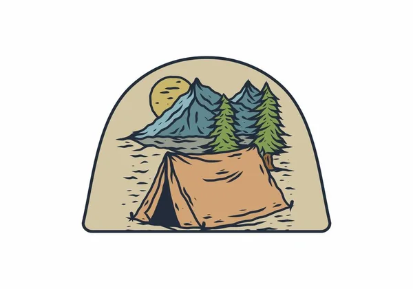 Illustration Art Linéaire Dessin Camping Design — Image vectorielle