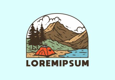 Dağ Gölü kamp tasarımının çizim çizimi