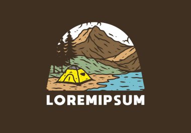 Dağ Gölü kamp tasarımının çizim çizimi