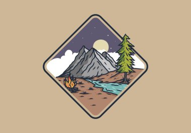 Nehir ve dağ çizimi tasarımı