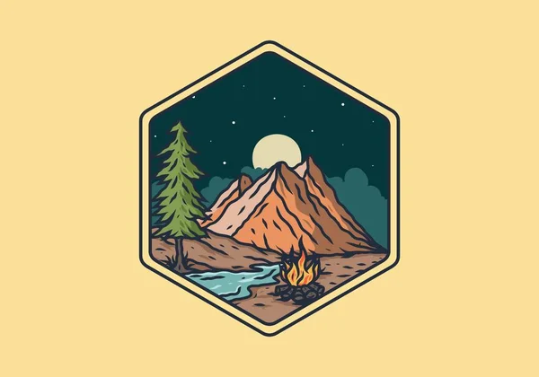 Illustration Rivière Montagne Dessin — Image vectorielle