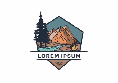 Gece dağı ve nehir çizimi tasarımı