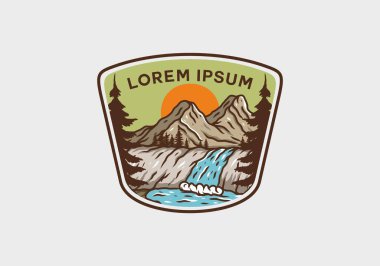 Dağ ve şelale tasarımının çizimi