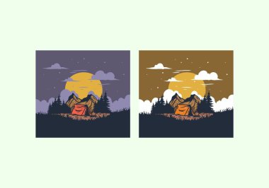 Gece kamp tasarımının çizimi