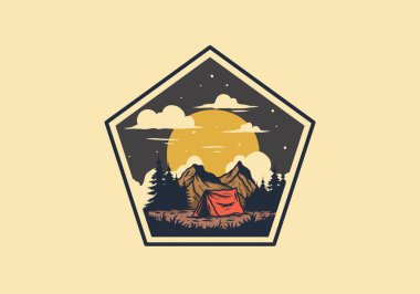 Gece kamp tasarımının çizimi