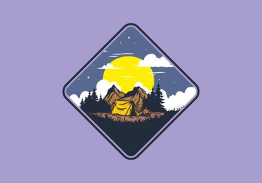 Gece kamp tasarımının çizimi