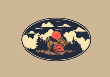 Gece kamp tasarımının çizimi