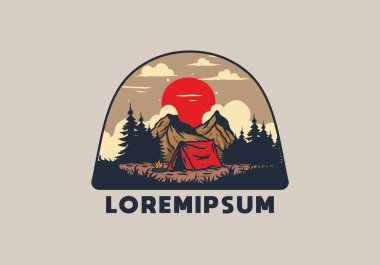 Gece kamp tasarımının çizimi