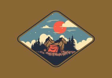 Gece kamp tasarımının çizimi