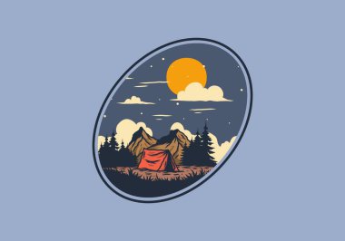 Gece kamp tasarımının çizimi