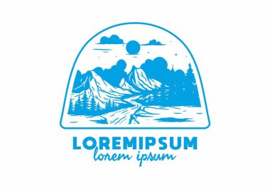 Dağ kayalıkları arasında nehir çizimi