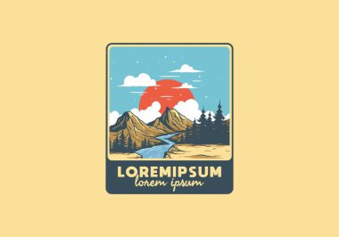 Dağ kayalıkları arasında nehir çizimi