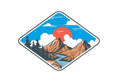 Dağ kayalıkları arasında nehir çizimi