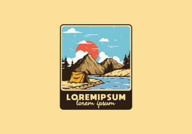 Dağ Gölü kamp çizimi tasarımı