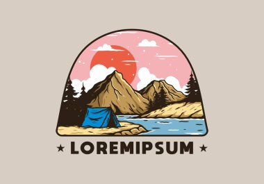 Dağ Gölü kamp çizimi tasarımı