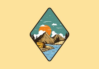 Dağ Gölü kamp çizimi tasarımı