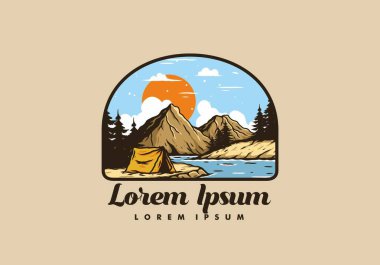 Dağ Gölü kamp çizimi tasarımı