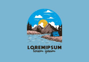 Dağ Gölü kamp çizimi tasarımı
